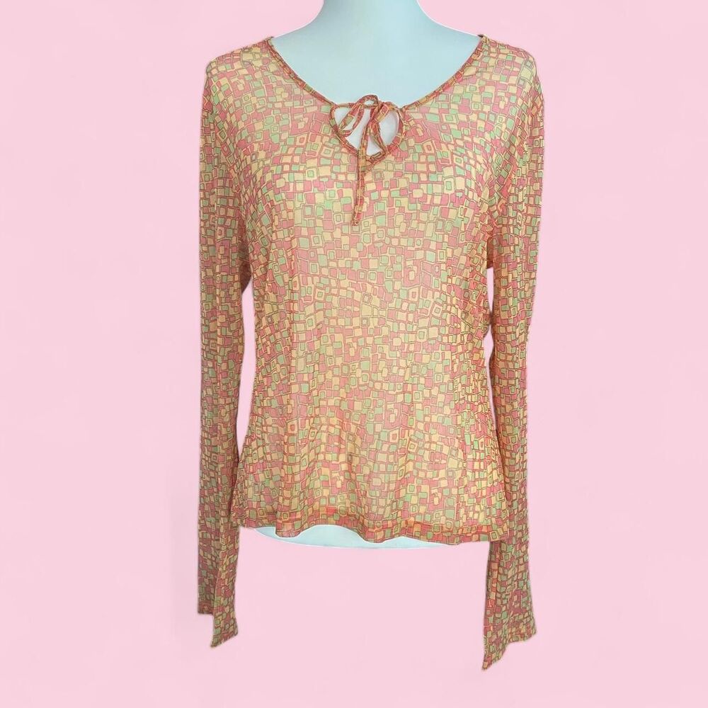 Vintage 90s Mesh Retro Long Sleeve Top